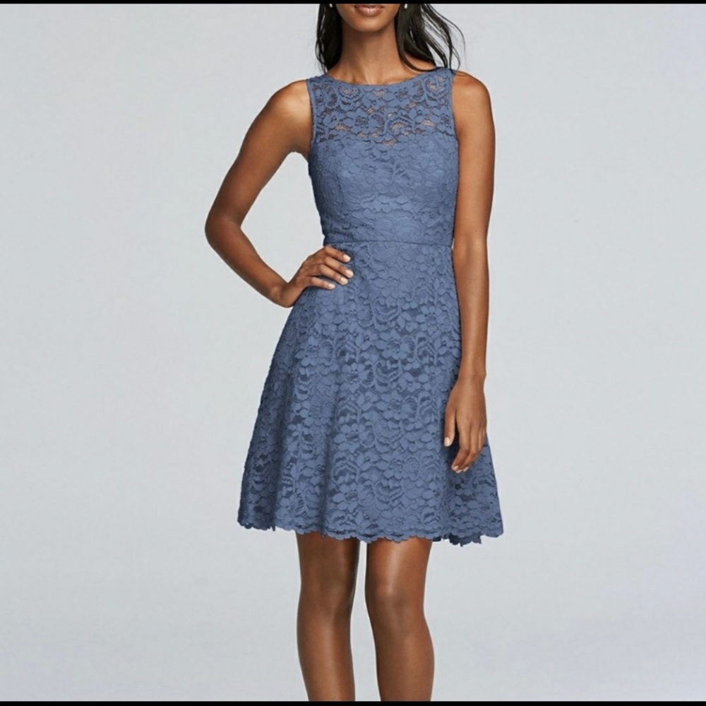 DB Short Sleeveless All Over Lace Bridesmaid Dress